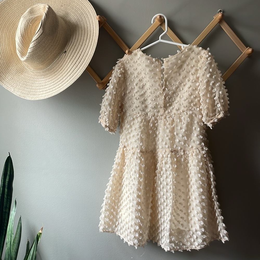 Zara Cream Flocked Tiered Dress for Girls - Picture 7 of 8